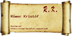 Römer Kristóf névjegykártya